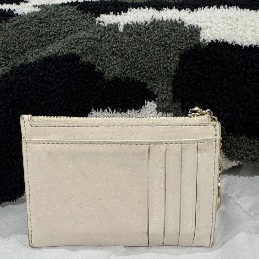 kate spade Quilted Leather Card Holder with Key Ring - Cream